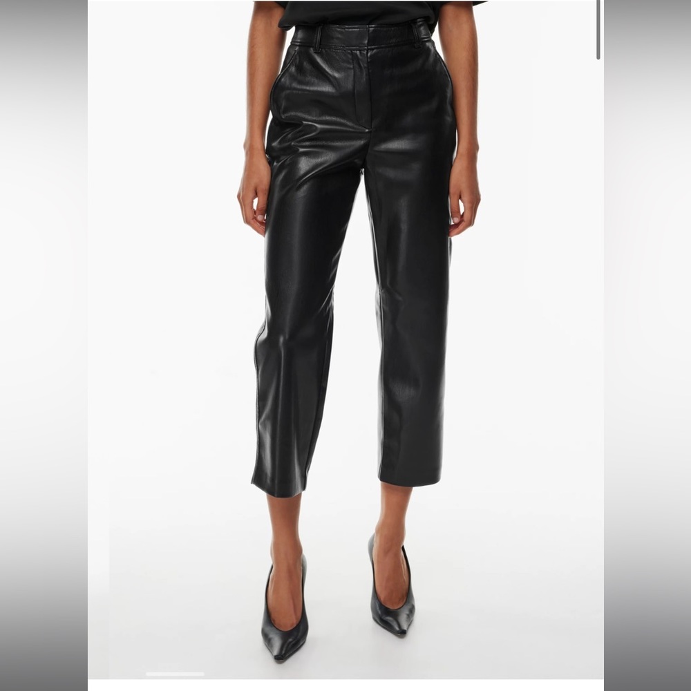 Babaton vegan leather cropped trousers | black - Picture 1 of 5